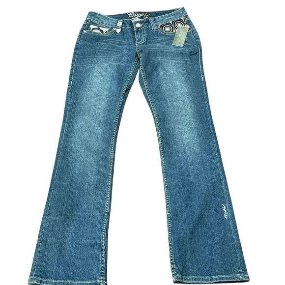 Rare NWT Vintage Coogi 29"W 31"L Low-Rise Flare Jeans Y2K Geometric Embroidery - Picture 3 of 16